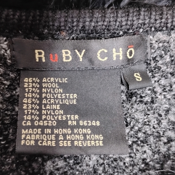 Vintage Ruby Cho Feather Trim Floral Embroidered Cardigan Sweater Holiday Artsy - Picture 10 of 11